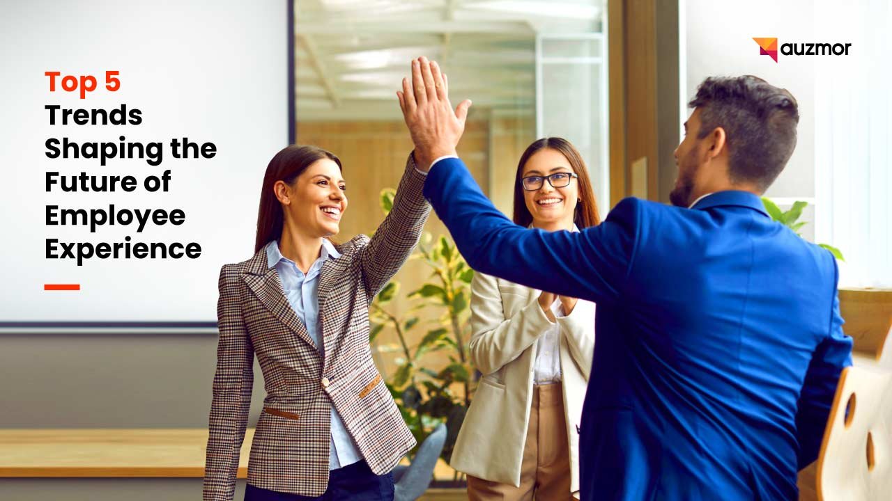 Colleagues celebrating with a high five, with the title Top 5 Trends Shaping the Future of Employee Experience