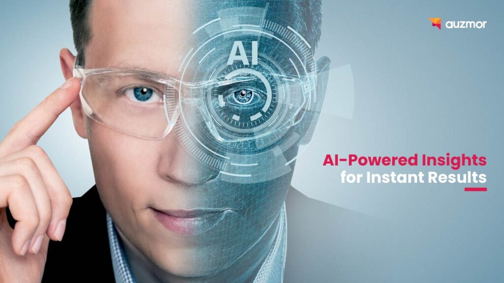 Man with half his face overlaid by an AI interface, with the title AI-Powered Insights for Instant Results