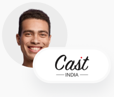 Cast India logo with a customer portrait