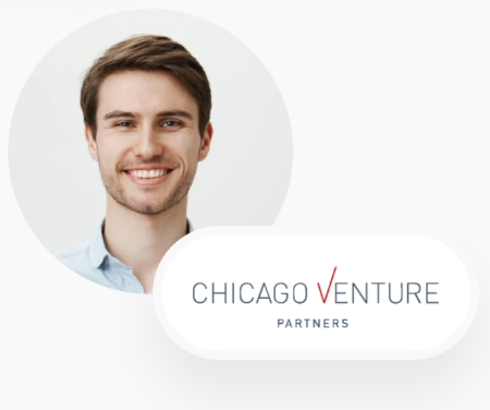 Chicago Venture Partners logo with a customer portrait