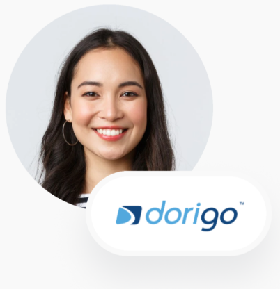 Dorigo logo with a customer portrait