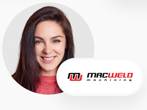 Macweld Machining logo with a customer portrait