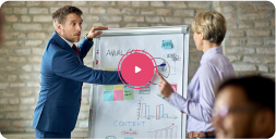 Business strategy course thumbnail with a play button