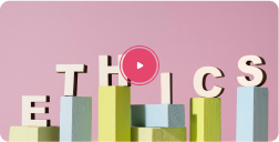 Ethics course thumbnail with a play button