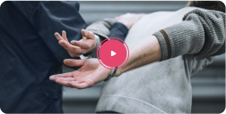 Violence prevention course thumbnail with a play button