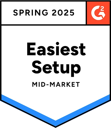 G2 Spring 2025 Easiest Setup, Mid-Market badge
