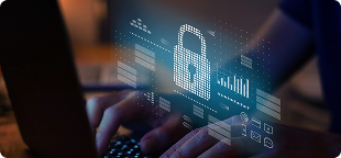 Padlock over a laptop keyboard, representing technical, IT and cybersecurity training