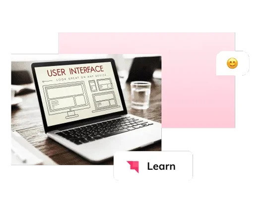 Laptop showing a user interface wireframe with the Auzmor Learn logo