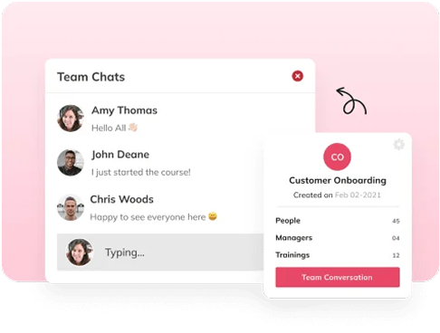 Team chat window with a customer onboarding group