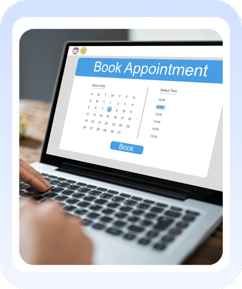 Book Appointment calendar open on a laptop