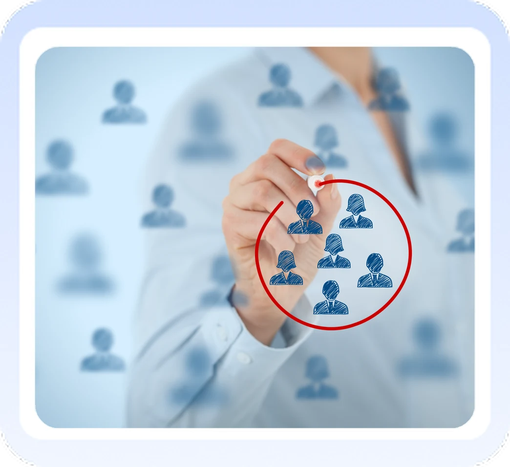 Hand circling a group of people icons to build a talent pool