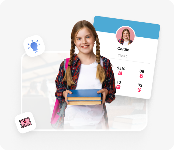 Smiling student holding books beside Auzmor app course cards