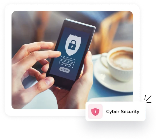 Phone showing a padlock screen with a cyber security badge