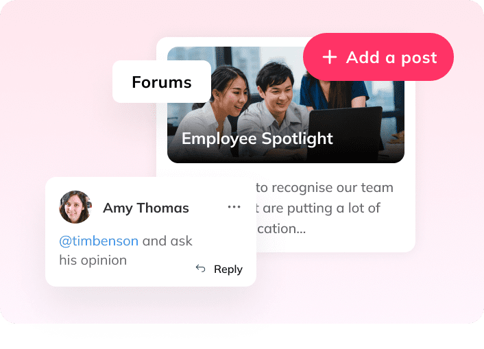 Auzmor Learn forum post in Employee Spotlight with a colleague reply